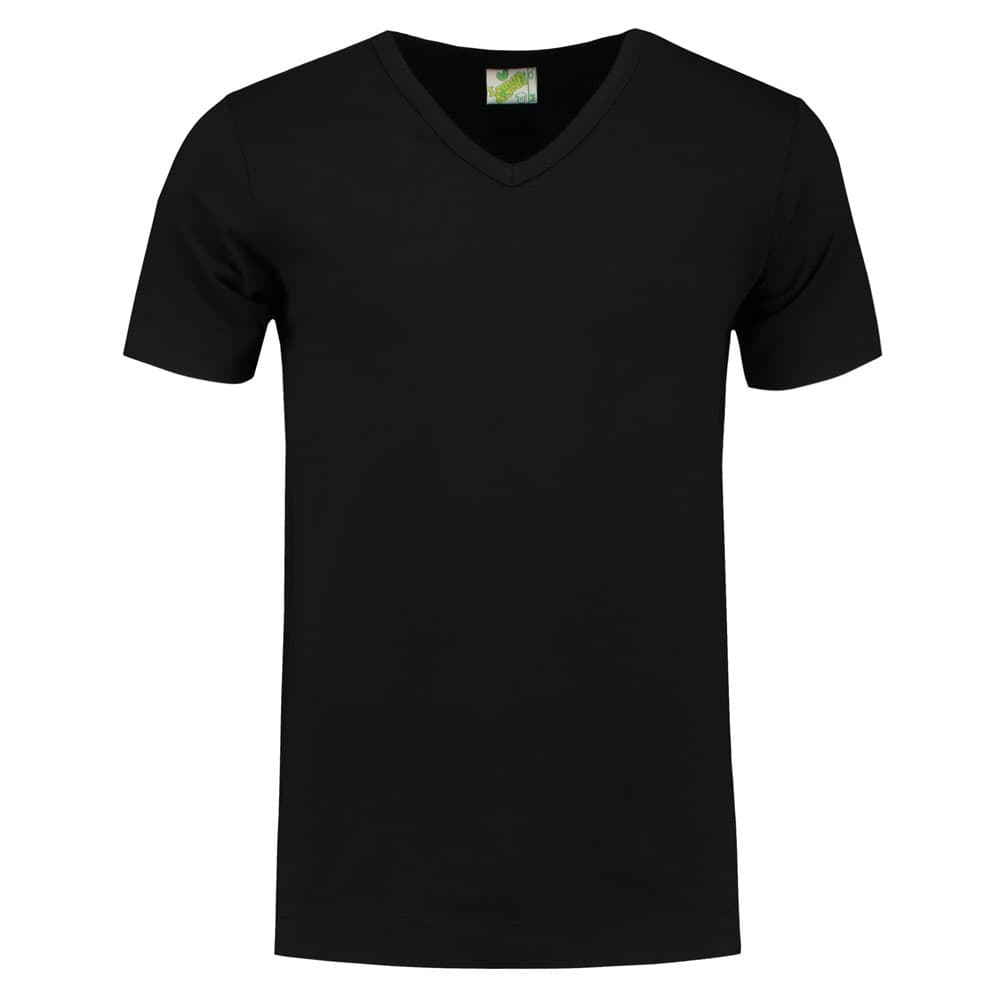 Lemon & Soda Cotton Elastane V-neck T-shirt Short Sleeves for him zwart voorkant LEM1264
