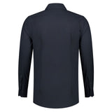 Lemon & Soda Stretch Poly-Cotton Mix Poplin Shirt Long Sleeves for him marineblauw achterkant LEM3925