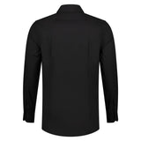 Lemon & Soda Stretch Poly-Cotton Mix Poplin Shirt Long Sleeves for him zwart achterkant LEM3925