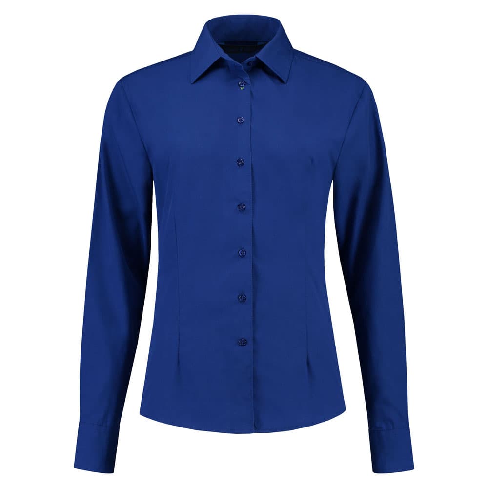 Lemon & Soda Poly-cotton Mix Poplin Shirt Long Sleeves for her koningsblauw voorkant LEM3932