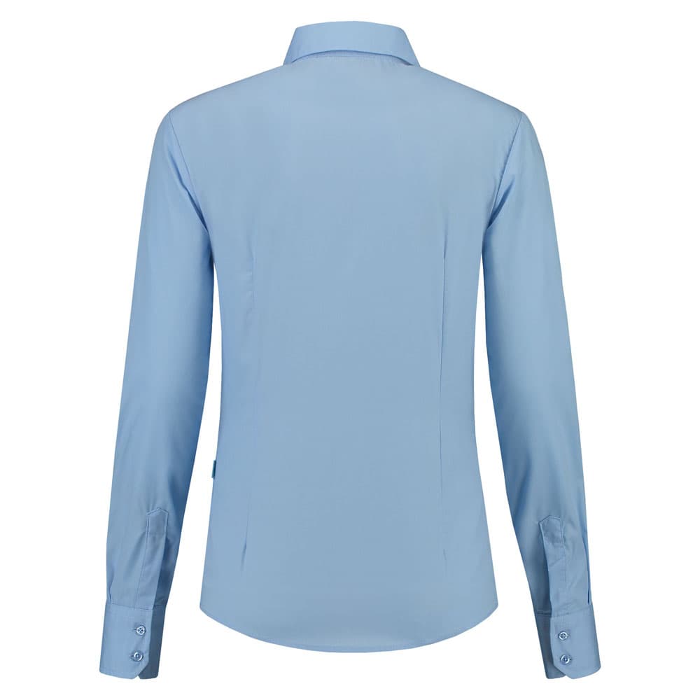 Lemon & Soda Poly-cotton Mix Poplin Shirt Long Sleeves for her lichtblauw achterkant LEM3932