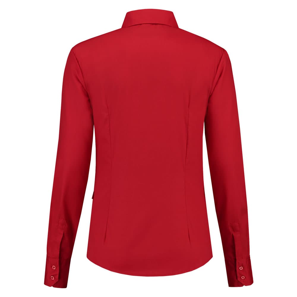 Lemon & Soda Poly-cotton Mix Poplin Shirt Long Sleeves for her rood achterkant LEM3932