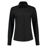 Lemon & Soda Poly-cotton Mix Poplin Shirt Long Sleeves for her zwart voorkant LEM3932