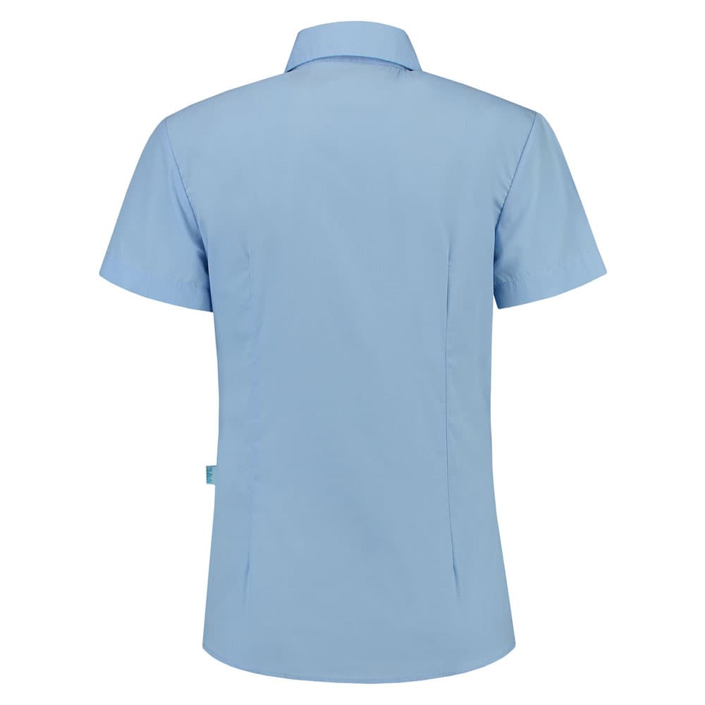 Lemon & Soda Poly-cotton Mix Poplin Shirt Short Sleeves for her lichtblauw achterkant LEM3933