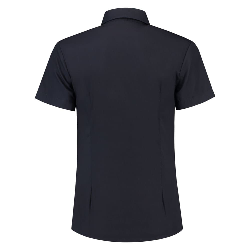 Lemon & Soda Poly-cotton Mix Poplin Shirt Short Sleeves for her marineblauw achterkant LEM3933