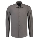 Lemon & Soda Poly-cotton Mix Poplin Shirt Long Sleeves for him grijs voorkant LEM3935