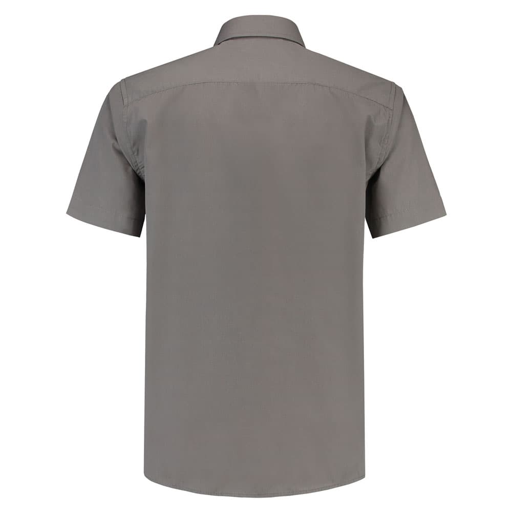 Lemon & Soda Poly-cotton Mix Poplin Shirt Short Sleeves for him grijs achterkant LEM3936